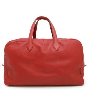 HERMES Red Leather Boston Bag